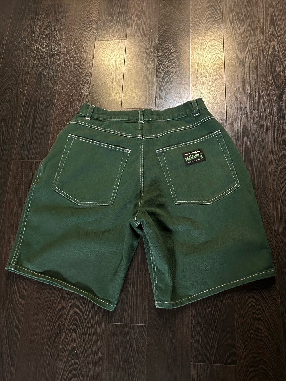 Vintage Kona K-Nine Clothing Baggy Denim Shorts Hunter Green Jorts Size L